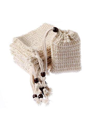 PIQIUQIU 5 pieces soap bags organic sisal soap bags foaming soap bags soap bags soap nets (14 x 9 cm)