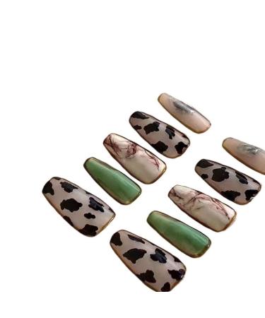 Temperament nail art handmade leopard nail art long detachable fake nails patch finished product hand-painted armor.(S)
