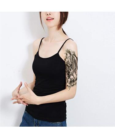 Yesallwas Temporary Tattoo 6 Sheets - Koi Fish, Lotus, Gold Carp Black Fashion Body Stickers - Arm, Shoulder, Chest & Back Tattoo for Men and Women - Buy Online on GoSupps.com