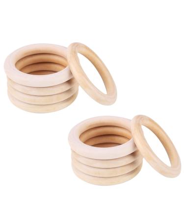 Syrisora 10pcs Natural Wood Baby Teether Rings - Infant Teething Toy & DIY Bracelet Craft - Buy Online on GoSupps.com