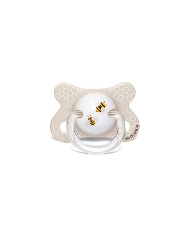 Suavinex - Pacifier for babies -2/4 months with anatomical silicone teat. Color: bee beige Bee Beige 1 Unit (Pack of 1)