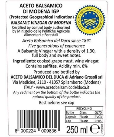 Balsamic Vinegar of Modena (Aceto Balsamico di Modena IGP) del Duca - High Density - Full-bodied - Sweet Notes - Buy Online on GoSupps.com