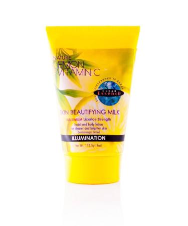 Clear Essence Lemon Plus Vitamin C Skin Beautifying Milk Lemon 4oz with Free Cosmetics Sponge