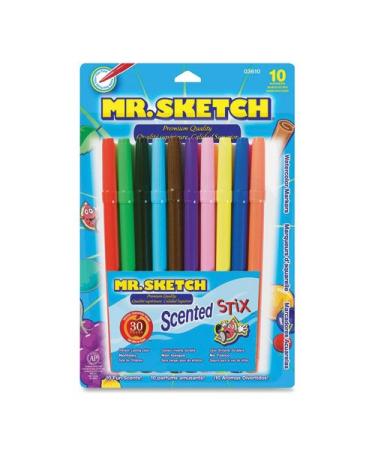 Mr. Sketch Scented Stix Markers, Fine Tip, Assorted Colors, 10-Count