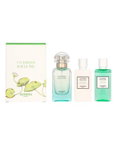 Hermes UN JARDIN SUR LE NIL EDT SPRAY 1.6 OZ & BODY LOTION 1.3 OZ & SHOWER GEL 1.3 OZ