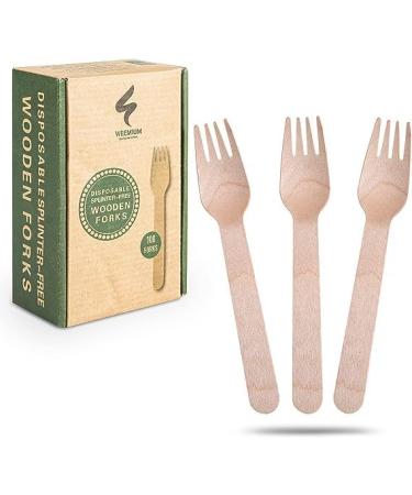 Wooden Forks Disposable - 100 Splinter-Free 6.5" Compostable Forks Biodegradable and Eco Friendly Disposable Forks Utensils for Outdoors and Parties - Buy Online on GoSupps.com