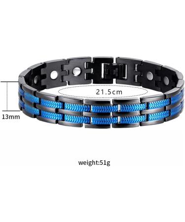 Magcopper Trendy Magnetic Stainless Steel Bracelet for Men | Galvanized Blue & Black | Perfect Gift for Father & Husband - Buy Online on GoSupps.com