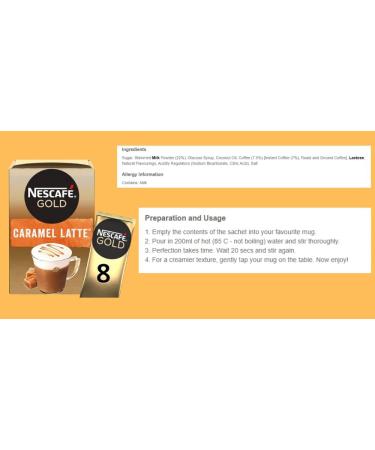 Nescafe Gold Instant Coffee Sachets Contains 48 Caramel Latte Sachets Bundled With 48 x Temas Store Coffee Stirrers & 1 x Reusable Coffee Cup| Coffee Gift Set | Coffee Sachets Individually Wrapped - Buy Online on GoSupps.com