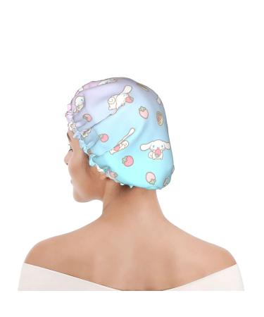 Cute Anime Shower Cap for Women and Girls | Double Layered, Reusable, Waterproof | Adjustable Fit for All Hair Lengths | One Size - Buy Online on GoSupps.com