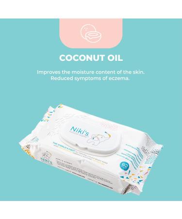 Niki's Organic Baby Wipes Sensitive with Manuka Honey & Coconut Oil | EWG Verified | Unscented | 248 Wipes (4x62 Count) Pack - Buy Online on GoSupps.com
