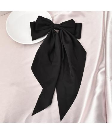 Black Bow Hair Clip for Women Girls Womens Black Bow Ribbon Hair Clip for Teen Girls Bow Barrette Hair Clips for Women French Barrette Hair Clip Bow for Long Hair Ornaments for Women