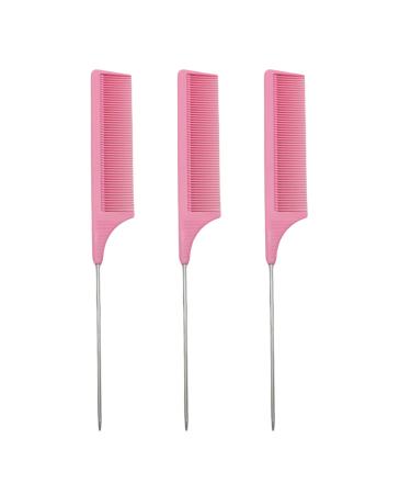 3 Pcs Hair Comb Anti-Static Tail Comb Carbon Fibre Metal Comb Pin Tail Comb Heat Resistant and Salon Rattail Parting Comb Pink Fine Tooth Rat Tail Hair Comb Brush for Women pink3.30 - Buy Online on GoSupps.com