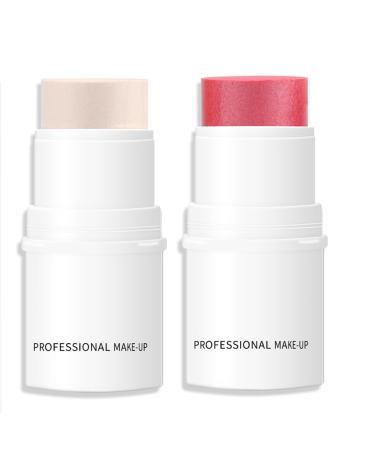 CARL Creamy highlighter blush stick 2 pieces creamy highlighter stick blush stick highlighter face highlighter makeup blush stick makeup coutouring silky glow makeup stick 01+