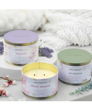 3 Piece Essential Oils Soy Wax Candle Set - Eucalyptus Cherry Blossom & Lavender | 14 oz Tin Vessels | International Shipping - Buy Online on GoSupps.com