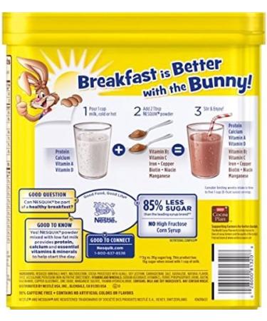 Nestle Nesquick No Sugar Added Chocolate Powder 16 Oz (Pack of 2) - Buy Online on GoSupps.com