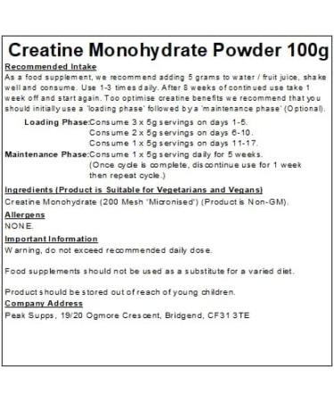 Pure Creatine Monohydrate Powder 100g | Micronized | 20 Servings | Pack of 1 - Buy Online on GoSupps.com