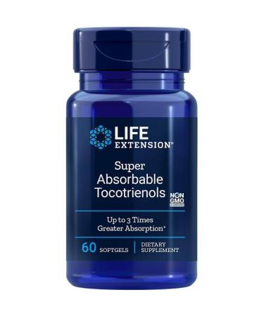Life Extension Super Absorbable Tocotrienols Vitamin E and Tocotrienols 60 Softgels Laboratory Tested Gluten-Free SOYA-Free Non-GMO