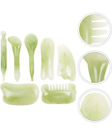 Milists 7-Piece Face Scraping Board Set - Anti-Fold Body Massage & Facial Stone Device for Men & Women - Light Green - Buy Online on GoSupps.com