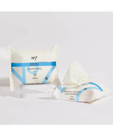 No7 Biodegradable Cleansing Wipes - Waterproof Makeup Remover with Vitamin B5 and Witch Hazel - 60 Wipes Dual Pack for Radiant Skin - Buy Online on GoSupps.com