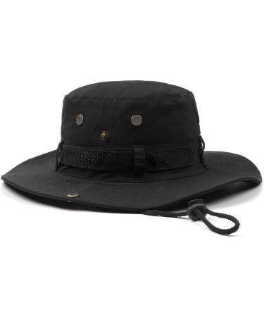 Zylioo XXL Camo Safari Hat - Military Tactical Boonie for Big Heads | Woodland 'Junglescout' Camping Hat XL-XXL Black - Buy Online on GoSupps.com