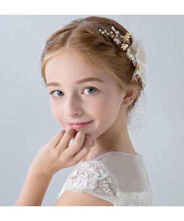 Elegant Flower Girl Hair Accessory - White Pearl Floral Hair Pin for Weddings & Parties - Buy Online on GoSupps.com
