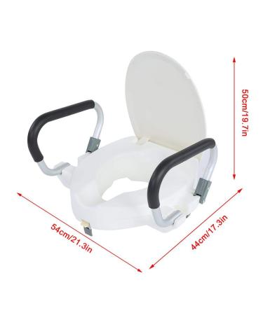 10cm Raised Toilet Seat with Removable Padded Armrests - White Anatomic Design with Fixing System - Buy Online on GoSupps.com