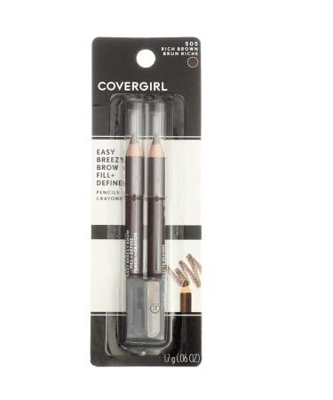 CoverGirl Easy Breezy Brow Fill+Define Pencils 505 Rich Brown 2 ea - Pack of 3 - Buy Online on GoSupps.com