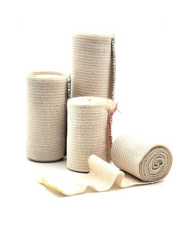 Premium Cotton Elastic Bandage Wrap with Hook and Loop Closures - 4 Pack Variety Size 2" 3" 4" 6" x 5 yd - Compression Bandage Wrap for Sprains and Injuries