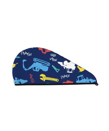 Colorful Excavator Microfiber Hair Towel Soft Super Absorbent Hair Towel Wrap for Women Coral Velvet Quick Dry Hair Cap for Long Curly and Thick Hair
