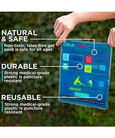 BraceAbility Reusable Heat/Ice Pack for Injuries - Kid Friendly Hot and Cold Therapy Gel Compress - Large Microwavable Hip Wrap Back or Knee Pain Aid - (9 x 11) - Buy Online on GoSupps.com