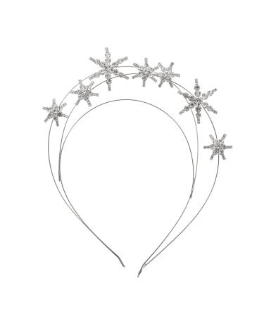 Lurrose Rhinestone Star Headband Glitter Hairbands Hair Hoop Bride Crystal Tiara Crown Shiny Girls Headpiece Headdress Princess Hair Jewelry for Girls Women Teens Silver