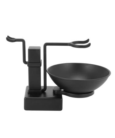 Hagsnec Bathroom Barber Men's Metal Shaving Rack Stand Set - Shaving Brush Holder + Soap Mug Cup Bowl Black