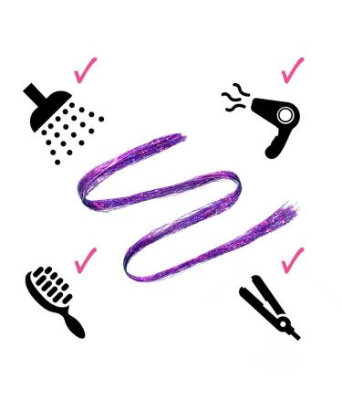 Holographic Hair Tinsel 400 Strands - Shining Purple, Heat-Resistant Silk Extensions for Parties & Gifts - Buy Online on GoSupps.com
