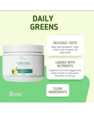 Apple Banana Greens Powder Superfood 5.29oz - Keto Friendly, Vegan, Sugar Free - Natural Energy & Gut Health Boost - Low Carb Superfood Supplement - Buy Online on GoSupps.com