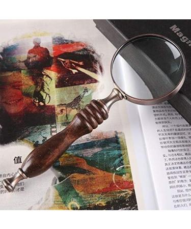 Magnifier Vintage Copper Antique Hand-held Magnifying Glass Wooden Handle Elegant and Elegant Metal Protection Frame Resistant to Falling - Buy Online on GoSupps.com