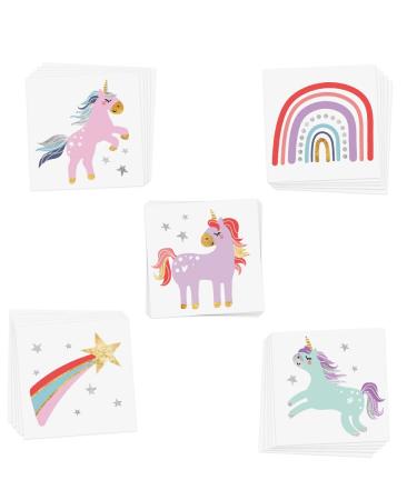 Enchanting Unicorns Variety Set - 25 Kids Flash Tattoos | Metallic & Glitter | Unicorn Party Favors - Buy Online on GoSupps.com