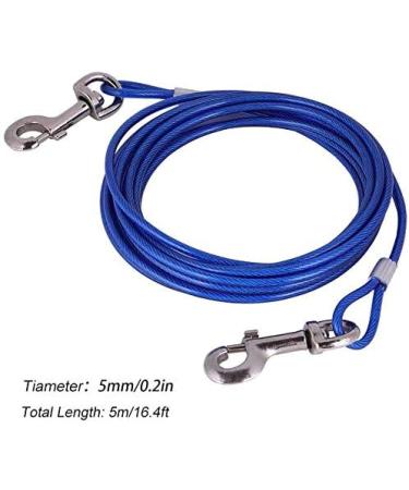 GOTOTOP Heavy Duty Chew Proof Dog Tie Out Cable - 16.4ft Double Heads Chew Resistant Leash for Outdoor Safety - Blue - Buy Online on GoSupps.com