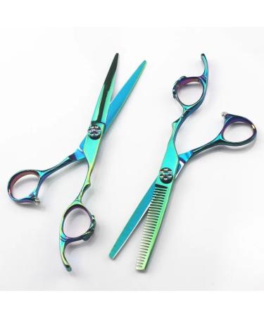 Hair Cutting Scissors 6 Inch Professional Japan 440c Green Ring Hair Scissors Haircut Scissor Thinning Barber Makas Cutting Shears Hairdresser Scissors Set