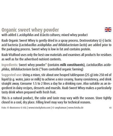 Raab Vitalfood Bio Sweet Molke Nature - Low Fat Whey Powder Wellness Drink Rich in Protein with L (+) Lactic Acid Bacteria - 450g Can - Buy Online on GoSupps.com