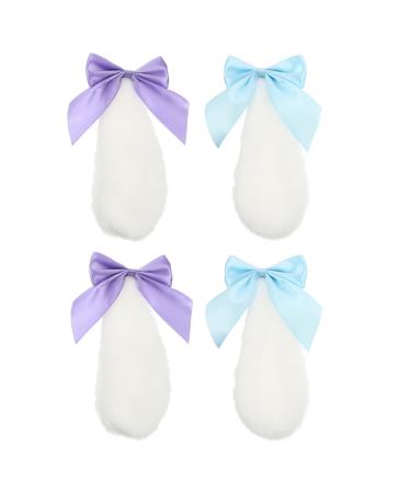 minkissy 2 Pairs Plush Rabbit Ear Hair Clip Plush Hairpins Rabbit Ears Hairclip Kawaii Hair Clip Animal Ears Headpieces Easter Rabbit Ears Hairpin Girls Hair Clip Fabric Ribbon Cosplay