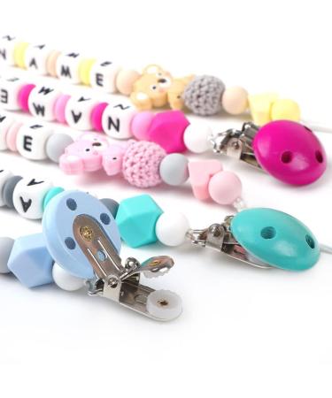 Personalized Pacifier Clip with Name | Custom Baby Pacifier Holder | Teething Toy & Gift for Newborn | Pink - Buy Online on GoSupps.com