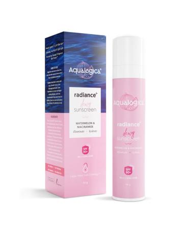 Aqualogi Radiance Plus Dewy Sunscreen Cream with Watermelon & Niacinamide | SPF 50+ |Pa+++ | Protects from Uva Uvb | for Complete Sun Protection | 50 G