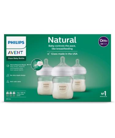 Philips Avent Glass Natural Baby Bottle With Natural Response Nipple 4oz 3 pack SCY910/03 Clear 3 count (Pack of 1) 1-count (Pack of 3) - Buy Online on GoSupps.com