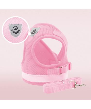 Meioro Adjustable Dog Harness with Leash - Soft Padded Reflective Vest for Small to Medium Dogs & Cats - Pink (S: 30-34cm) - Buy Online on GoSupps.com