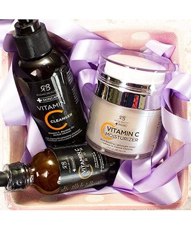 Radha Beauty Vitamin C Facial Care Kit - Anti-Aging 3-in-1 Set for Wrinkles & Dark Spots - Cleanser, Serum, Moisturizer - Day & Night Skincare Set - Buy Online on GoSupps.com