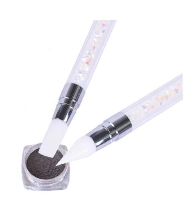 TOSSPER 1Pc Nail Art Brush Glitter Picker Pen Silicone Rhinestone Powder Carve Handle Nail UV Gel Double Heads DIY Manicure Tool