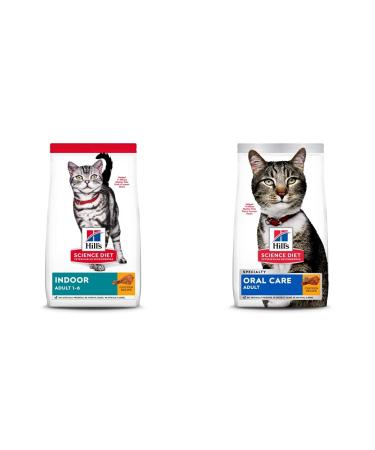 Hill's Science Diet Adult Indoor Dry Cat Food Chicken Recipe 7 lb Bag & Adult Oral Care Chicken Recipe Dry Cat Food for Dental Health 7 lb Bag