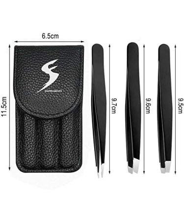 Professional Sloping Stainless Steel Fairy Tweezers | Precision Tweezers for Face Hair & Ingrown Hair | Matt Black | Ideal for Men & Women - Buy Online on GoSupps.com