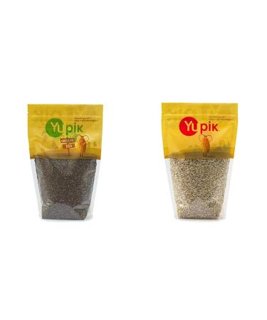 Yupik Organic Black Chia Seeds Non-GMO Vegan Gluten-Free 1Kg & Raw Sunflower Seeds (No Shell) 1Kg (Packaging May Vary) 1000 g (Pack of 1) Black Chia Seeds+ Sunflower Seeds