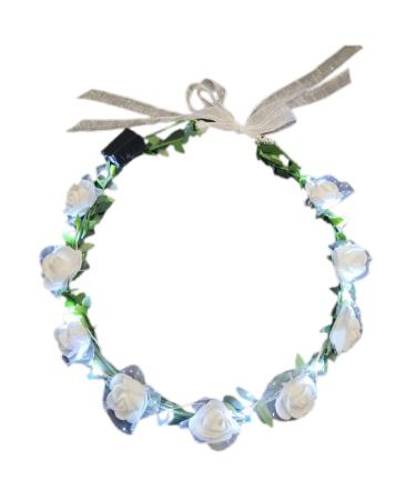 TQUXNGA Delicate Flower Crown Bride Wedding Crown Garland Headband Fashion Woman Luminous Taking Photo Garland Hairband White flower